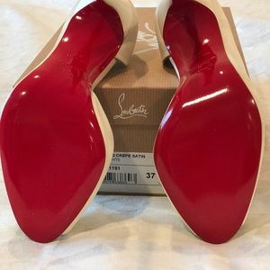 CHRISTIAN LOUBOUTIN IVORY SATIN CUSTOM DEMI YOU